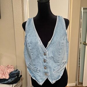 Vici Light Blue Denim Vest Top